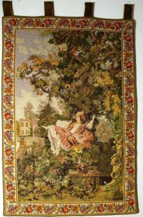 Bildteppich sog. Gobelin gestickt 100 J. alt (G047)