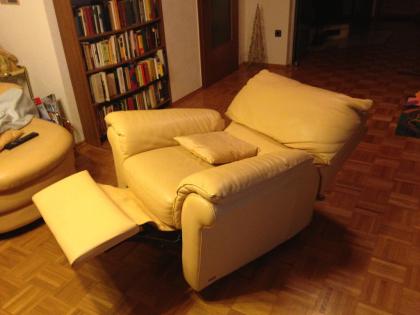 Natuzzi Designer Couch/ Sofa Garnitur in Vanille, Echtleder