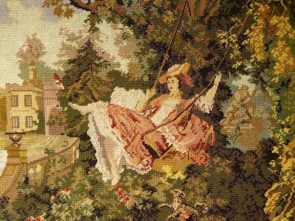 Bildteppich sog. Gobelin gestickt 100 J. alt (G047)