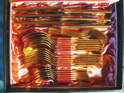 Essbesteck 36 Teile 24 Karat hartvergoldet (BE026)