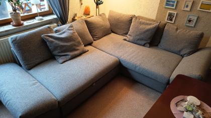 Eck Couch grauer Stoff 