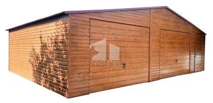 Blechgarage 9x6m Metallgarage Fertiggarage Doppelgarage Holzoptik Garage mit Sat
