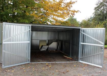 Garage Blechgarage Metallgarage Schuppen Fertiggarage Lager - 3 x 6 m mit Sattel