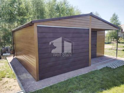 Blechgarage 6x6m Metallgarage Fertiggarage Carport und Garage Holzoptik Hohe Qua