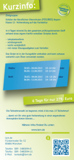 Crashkurs Realschule BwR oder Mathematik am Hbf