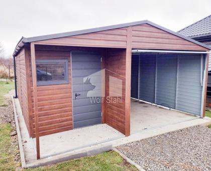 Blechgarage 5x6m Metallgarage Fertiggarage Stahlgarage  Holzoptik Günstige Preis
