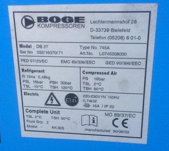 Boge DB 27 Druckluft-Kältetrockner