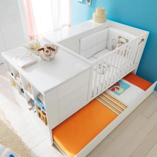 Kinderbett umbaubar zum Jugendzimmer Voyager, komplett mit Wickelauflage NE