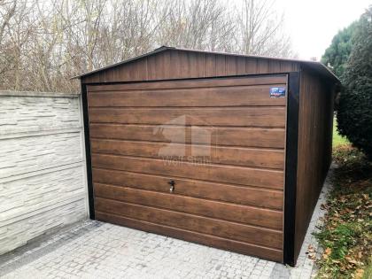  Blechgarage 3x6m Metallgarage Fertiggarage Garage mit Schwingtor Holzoptik GP77