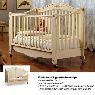 Kinderbett mitwachsend / umbaubar Babybett Rigoletto im Retro Design Buche
