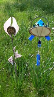 Gartenstele-Gartenstecker-Deko aus Holz/Stahl und Glas  im Drachenshop Duisburg-