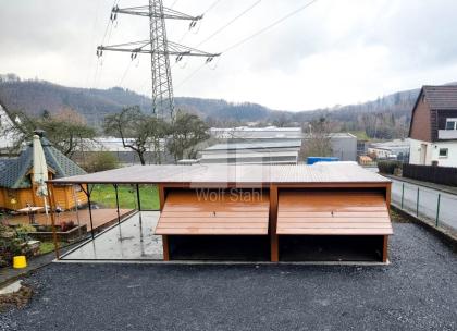  Blechgarage 6x6m Carport und Garage Doppelgarage Metallgarage Transport + Aufba