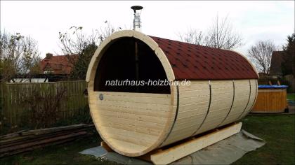 Fasssauna, Sauna Pod, Saunakota, Gartensauna, Außensauna, massive Naturhaus Fass