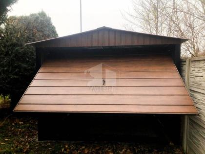  Blechgarage 3x6m Metallgarage Fertiggarage Garage mit Schwingtor Holzoptik GP77