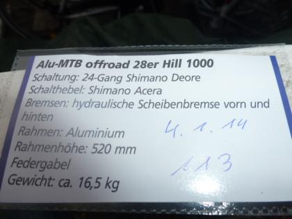 (113) 24 Gang 28 Zoll ALU-RAHMEN RH 520 hydraulische Scheibenbremsen