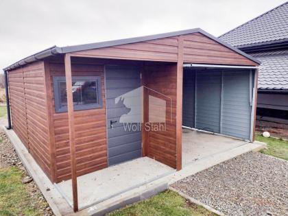 Blechgarage 5x6m Metallgarage Fertiggarage Stahlgarage  Holzoptik Günstige Preis