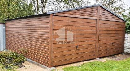  Blechgarage 6x5m Metallgarage Fertiggarage Dunkles Walnussholz ID78