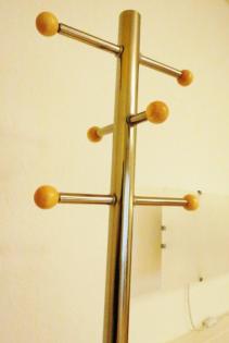 Stehgarderobe, Chrom, Holz, 3 Hacken