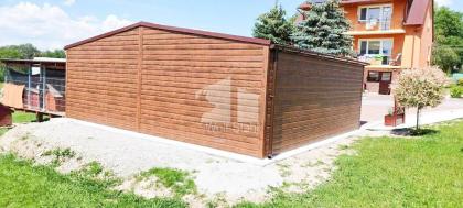 Blechgarage 7x7m Metallgarage Fertiggarage Doppelgarage Holzoptik Individuelle P