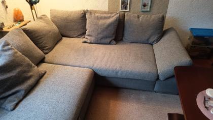 Eck Couch grauer Stoff 