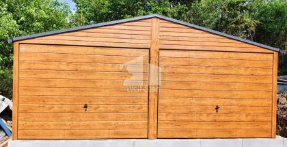  Blechgarage 6x7m Metallgarage Fertiggarage Stahlgarage Doppelgarage Holzoptik G