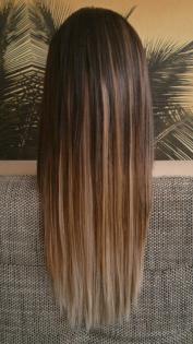 Perücke Spitzenperücke Lace wig front silk top ombre blond braun glatt gestuft s