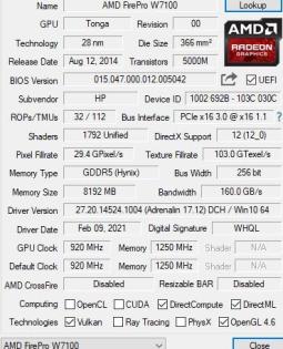 AMD Firepro W7100 8GB GDDR5 256-bit - 4x Displayport 1.2