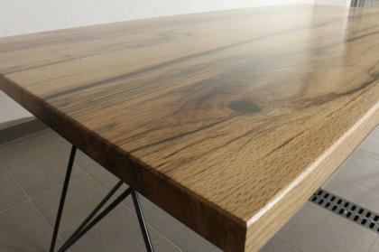 COUCHTISCH MASSIVHOLZ SCHWARZ STAHL HANDGEMACHT EPOXIDHARZ LACKIERT 180x88x78cm