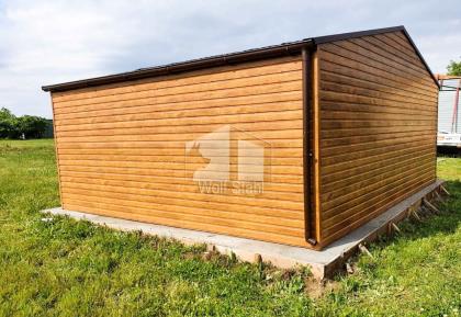 Blechgarage 6x5m Stahlgarage Doppelgarage Garage mit Schwingtor Holzoptik Garten