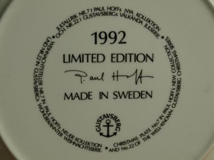 Sammelteller Wandteller Weihnachten Julserie, Nr. 22 1992 Gustavsberg Schweden