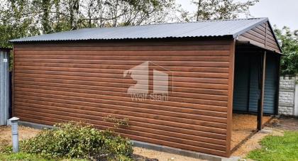  Blechgarage 6x5m Metallgarage Fertiggarage Dunkles Walnussholz ID78