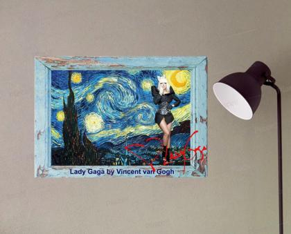 LADY GAGA von Vincent van Gogh. 60x45 cm. Blickfang! Star Souvenir. Super Deko. 