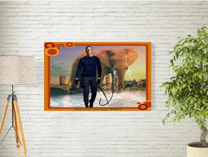 Daniel Craig alias 007 James Bond. Einmaliger Kunstdruck. 45x30 cm. Souvenir. Wa