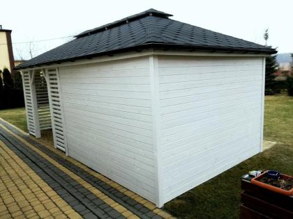 FERIENHAUS GARTENHAUS GARTENLAUBE ÜBERDACHUNG KLEBEDACH MIT HOLZ
