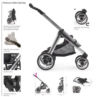 Weißer Kinderwagen mit sportlichem Gestell von Bebecar NEU
