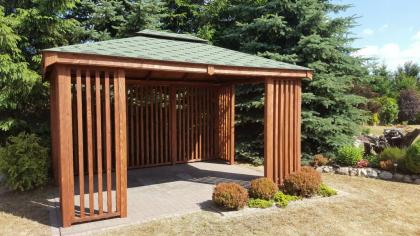 3-ECK GARTENHÄUSER MIELNO HOLZGARTENLAUBE PAVILLON KIEFERNSCHUPPEN 3x4m