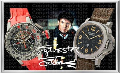 SYLVESTER STALLONE Uhren Collage. Seltenes Kunstwerk. Signiert. Makellos.