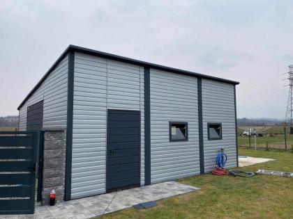 Blechgarage Garage Geräteschupppen 7x7 m verzinkt KFZ Lagerhalle Werkstatt