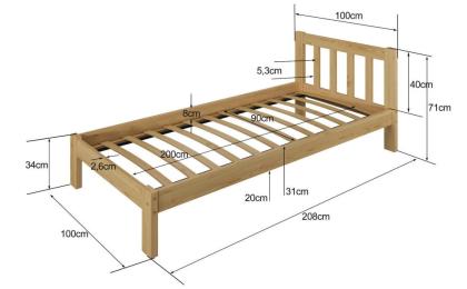 Bett Massivholzbett Lattenrost 90x200 Ehebett Jugendbett Holzbett in 2 Farben Mö
