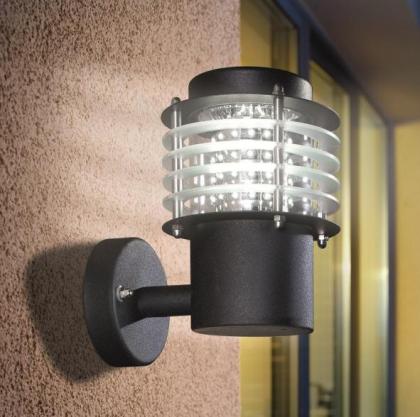 Wandleuchte schwarz, Edelstahl, 30 weiße LED, Stromanschluss