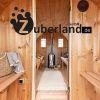 3m Fichten Sauna mit Vorraum 2, 2m Durchmesser und Holzofen, Saunafass, Sauna-Fa