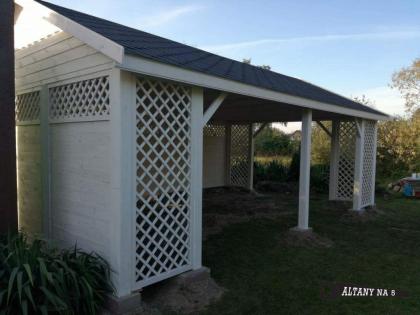 GARTENHÄUSCHEN WOLOMIN LAUBE HOLZHAUS PAVILLONS MASSIVHOLZ KLEBEDACH 7x4, 5m