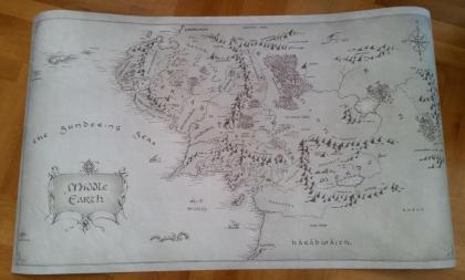 Riesige Mittelerde-Karte (Herr der Ringe) - 1, 26 m x 0, 75 m