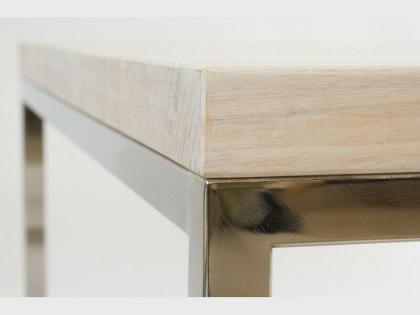 WHITE SINE COUCHTISCH ESCHE ESCHENHOLZ MASSIVHOLZ METALLRAHMEN 90x90x35cm