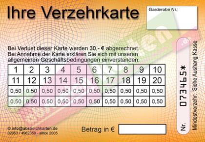 Abstreichkarten / Bezahlkarten für Discotheken oder Veranstalter