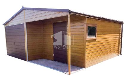 Blechgarage 6x6m Metallgarage Fertiggarage Carport und Garage Holzoptik Hohe Qua