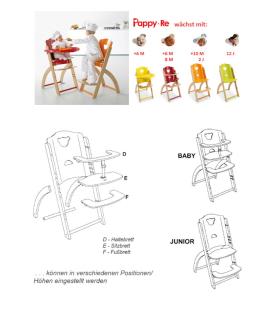 Hoch Stuhl Baby Pappy-Re aus Holz mitwachsend von Pali-World