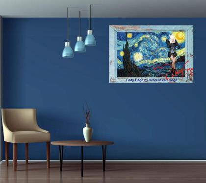 LADY GAGA von Vincent van Gogh. 60x45 cm. Blickfang! Star Souvenir. Super Deko. 