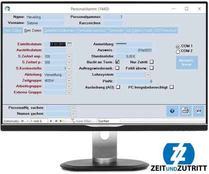 Zeiterfassung ZEITundZUTRITT Komplettsystem für 10 Mitarbeiter RFID WLan / LAN