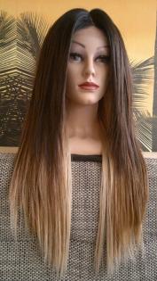 Perücke Spitzenperücke Lace wig front silk top ombre blond braun glatt gestuft s
